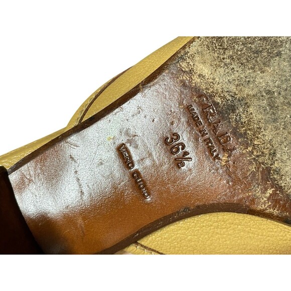Vintage PRADA 2000’s Tan Pumps Kitten Heels Mules Size 36.5 Y2k Buckle - Picture 11 of 16